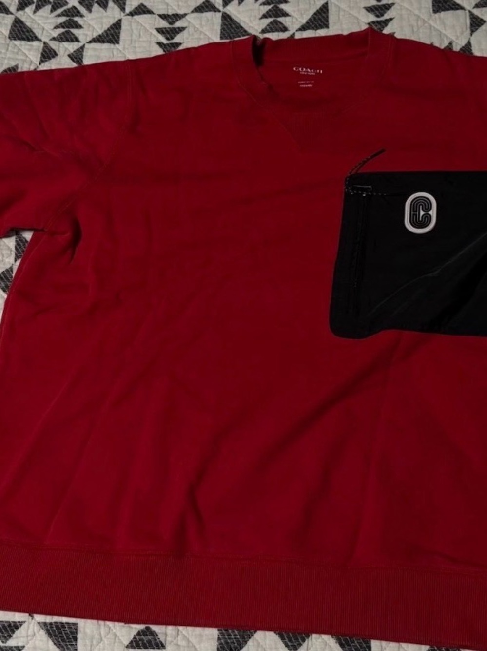 Coach Men's XL Signature C Monogram Sweatshirt Red And Black Mixed Media